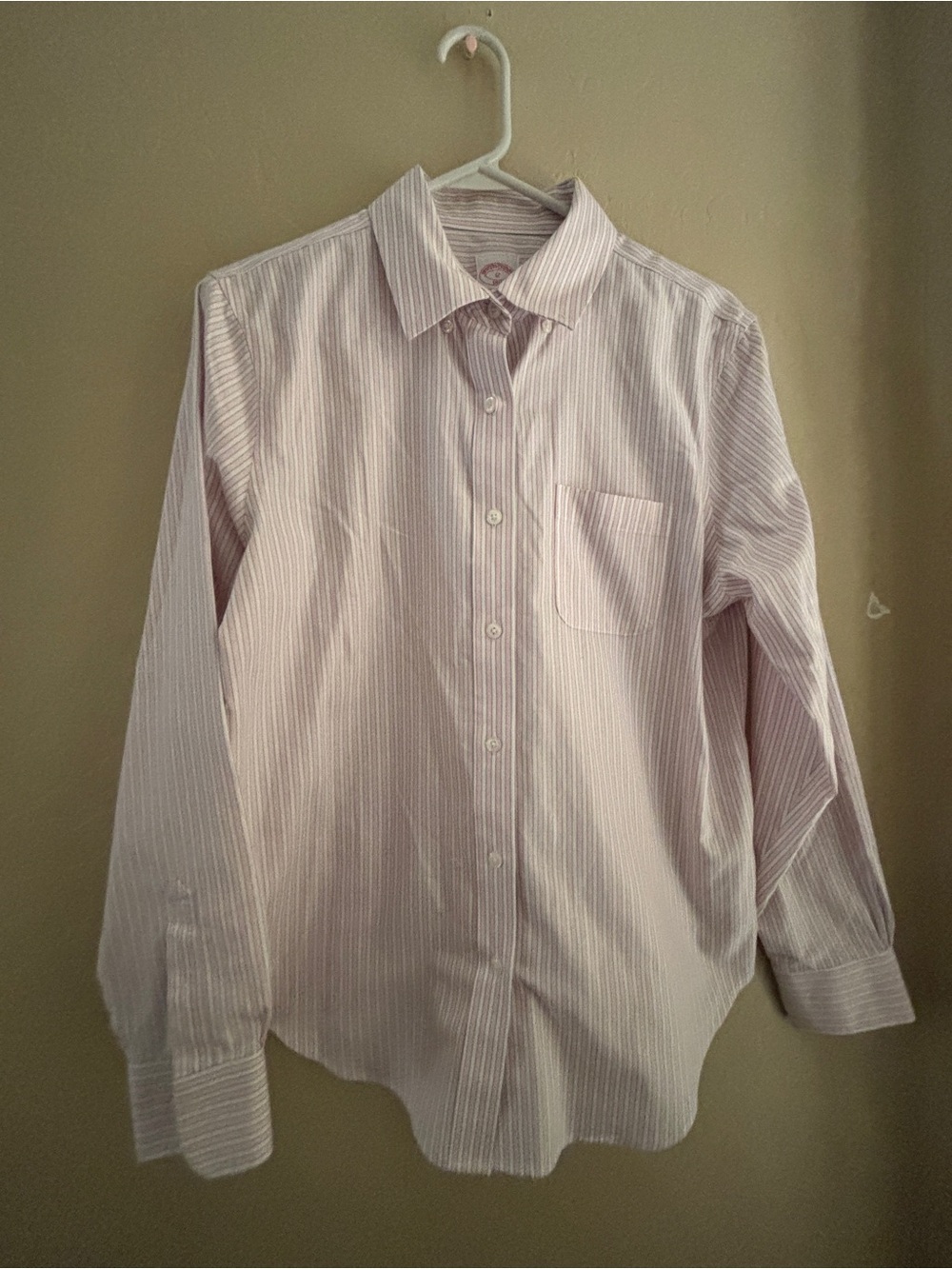 Brooks Brothers 100% Cotton Pink & White Striped Button-Down Shirt ~ Women’s 12